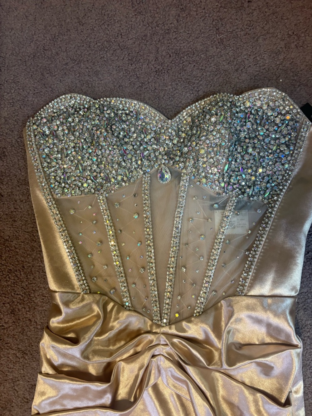 Jovani D5409 champagne Off-shoulder Neckline Long Mermaid Dress new size 4 - Picture 5 of 15